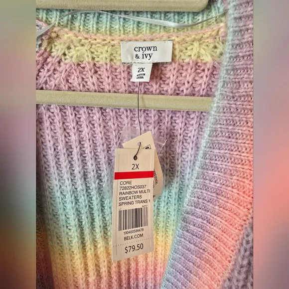 NWT Size 2XL Crown & Ivy Multicolor Open-Front Cardigan - Picture 2 of 3